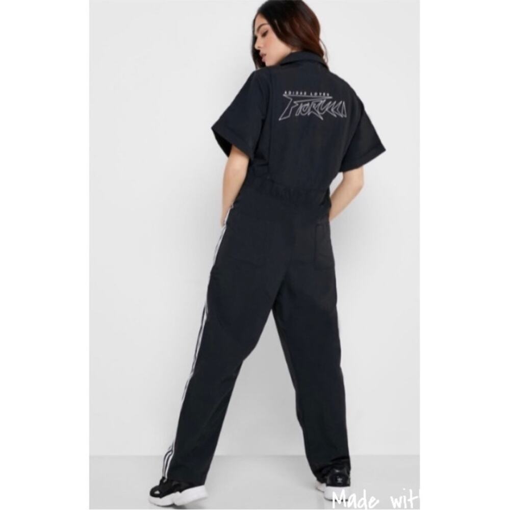 adidas Black Jumpsuit with White Three-Stripe Detail - Picture 12 of 12